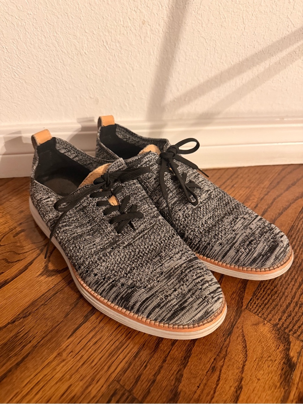 Cole Haan Men's Dark Grey, Light Grey and Tan Knit Lace-Up Sneakers